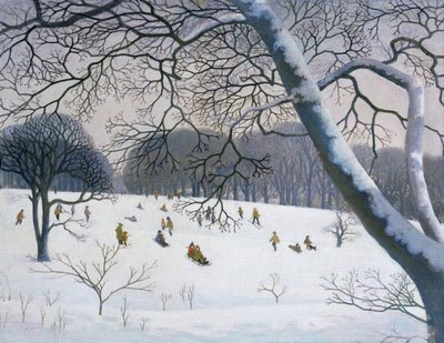 Schlittenfahren auf dem Golfplatz von Walter Bell Currie Walter Bell Currie